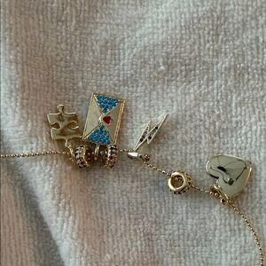 Melinda Maria Gold and Blue Charm Necklace Retired Piece